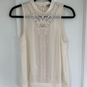 Chelsea28 Nordstrom Crochet Front Blouse | Color: Cream | Size: Small